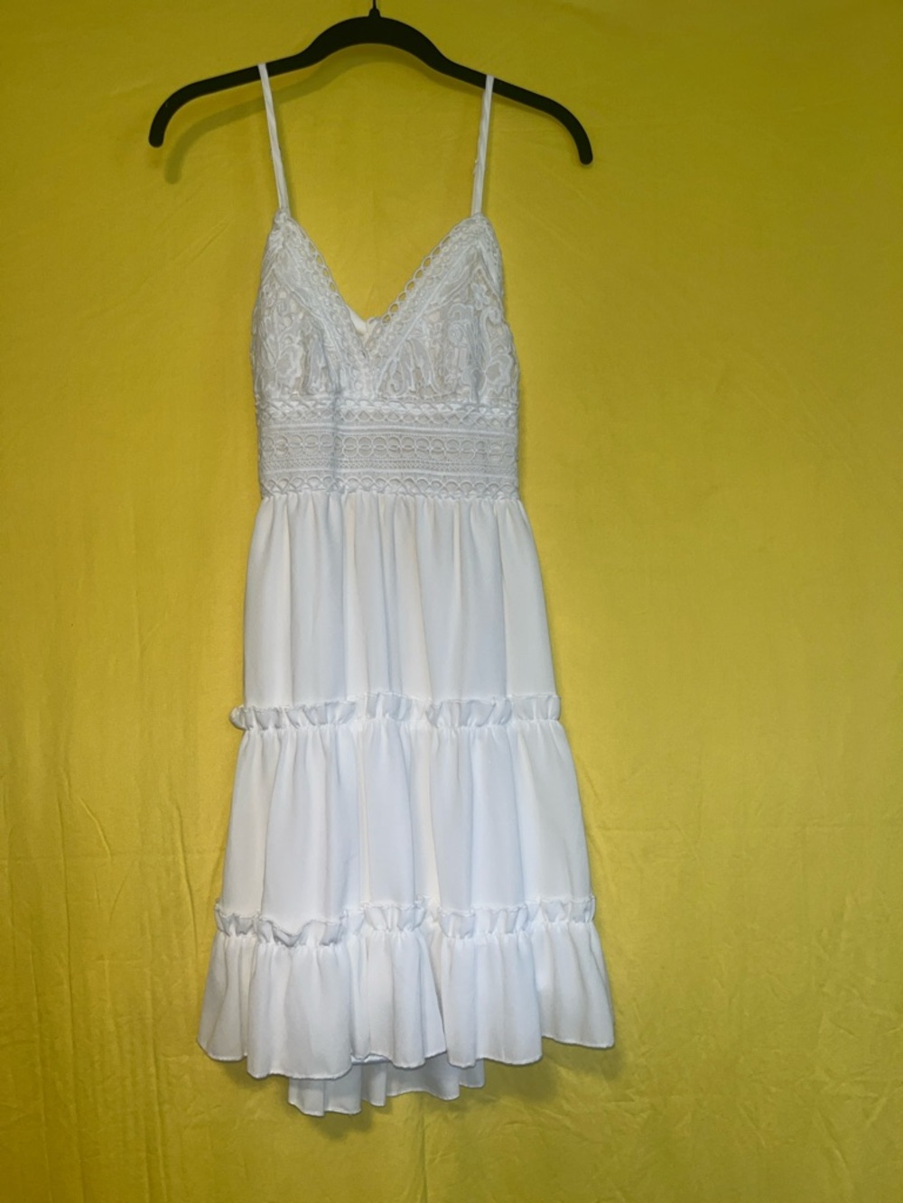 White Lace-Back Tiered Sundress with Bow Detail